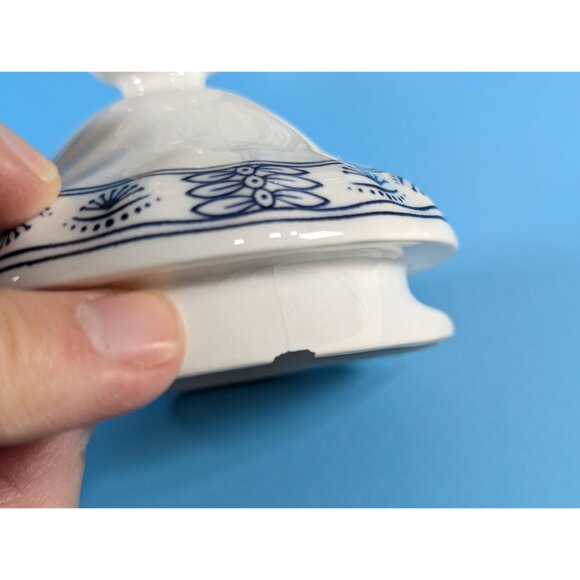 AS-IS vintage Johnson Bros Blue Nordic English 6 cup coffee pot, large tea pot - Picture 5 of 10